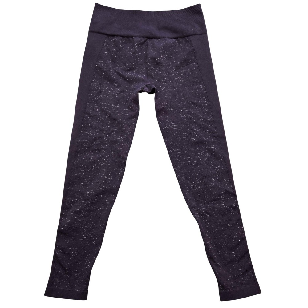 Lululemon Leggings Womens S Purple Cropped Flecked Knit Elastic Waist Yoga